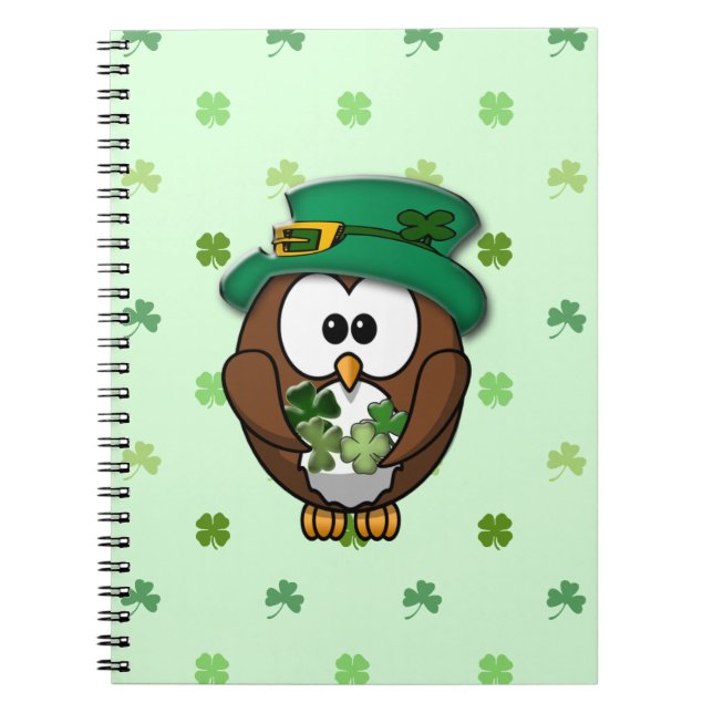 Cuaderno Búho del día de St Patrick (Frente)