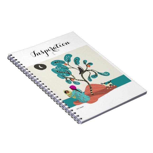 Cuaderno Búho en árbol, madre india con el bebé y perro (Lado Derecho)