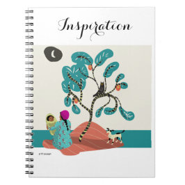 Cuaderno Búho en árbol, madre india con el bebé y perro