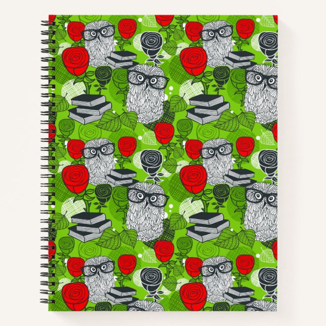 Cuaderno Búho en rosas rojas (Anverso)