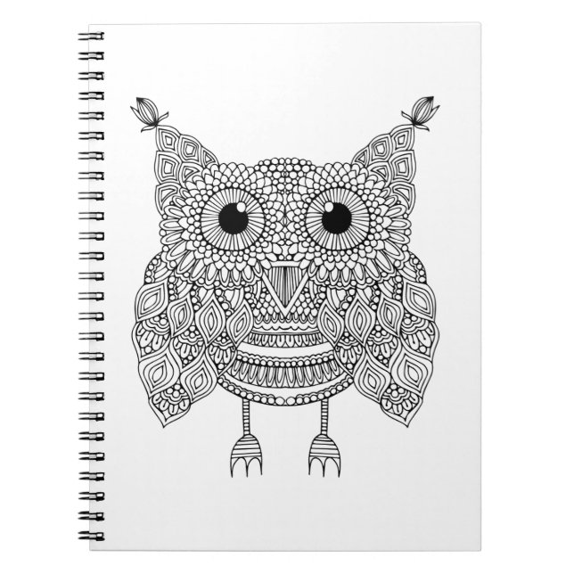 Cuaderno Búho lindo del Doodle (Frente)