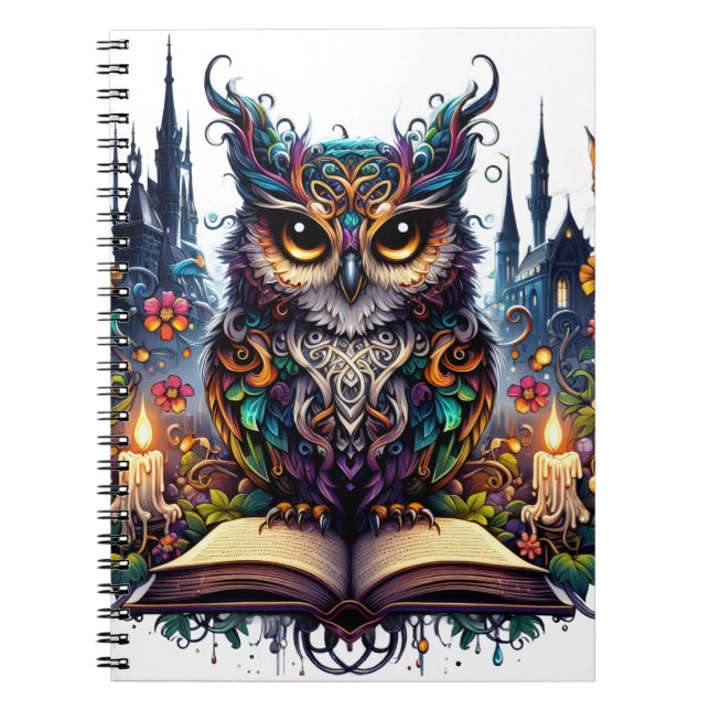 Cuaderno Búho Mágico Amante de los Libros (Frente)
