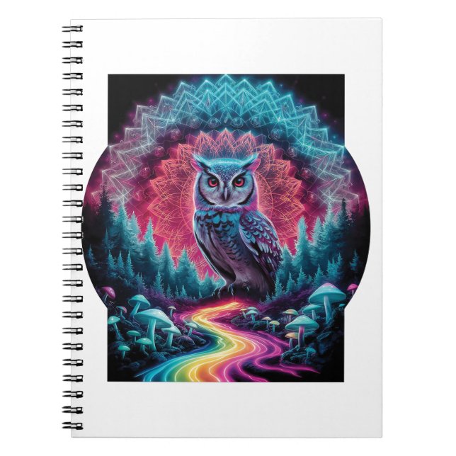 Cuaderno Búho Mandala Psicodélico - Arte Forestal Alucinant (Frente)