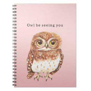 Cuaderno Búho Marrón Rosa Sonrosado Te Veré