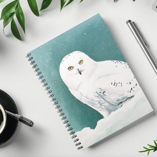 Cuaderno Búho Nival Cielo Invernal Ártico Nieve Verde azula
