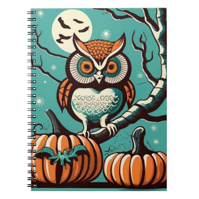 Cuaderno Búho Nocturnal de Halloween con calabaza Sp (Frente)