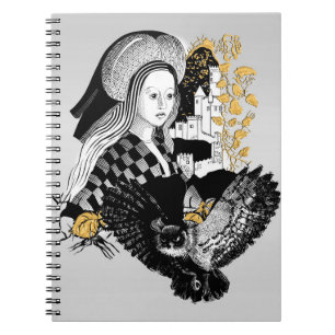 Cuaderno Búho nocturno gótico y mujer