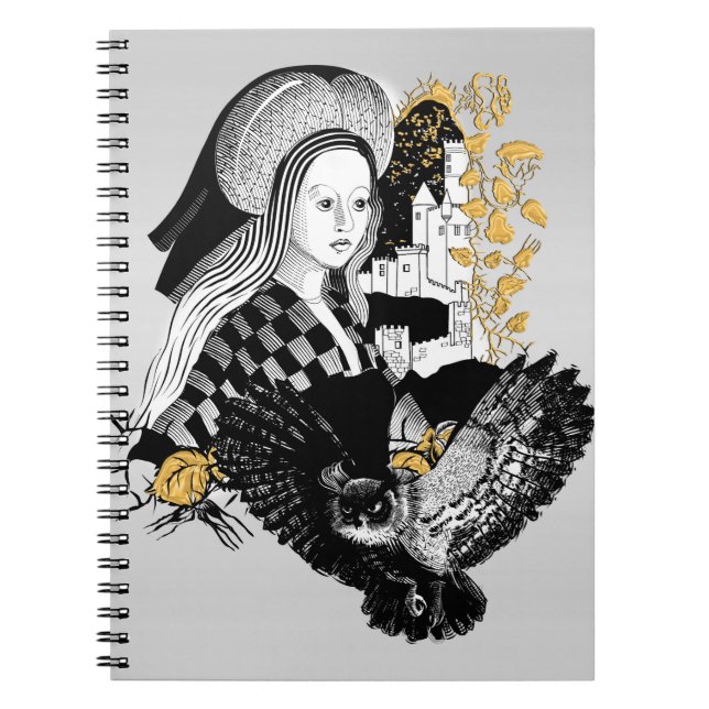 Cuaderno Búho nocturno gótico y mujer (Frente)