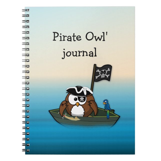 Cuaderno búho pirata - fiesta de cumpleaños (Frente)