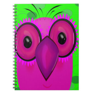 Cuaderno Búho púrpura enrrollado del dibujo animado en