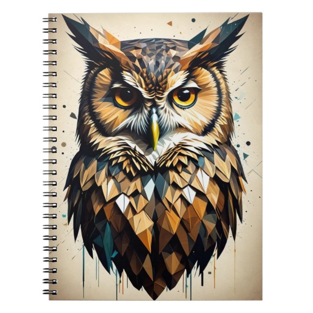Cuaderno Búho Real Geométrico Colorido (Frente)