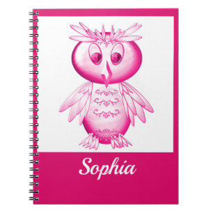 Cuaderno Búho Rosa Divertido Personalizado para niños