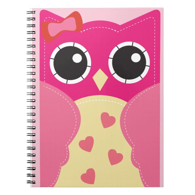 Cuaderno Búho rosado lindo (Frente)