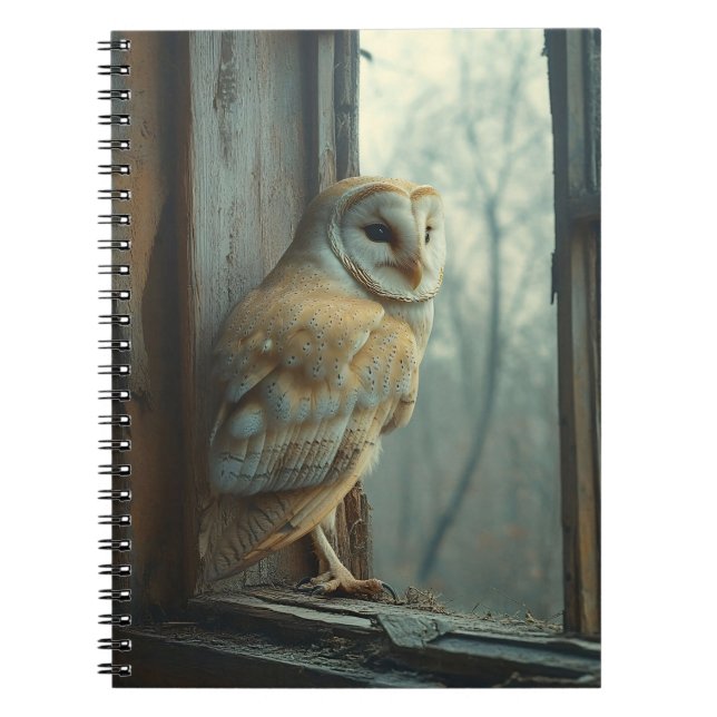 Cuaderno Búho Rústico en el Arte de la Ventana (Frente)
