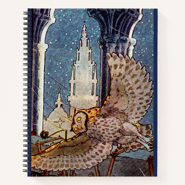 Cuaderno búho soñador volando de noche (Anverso)