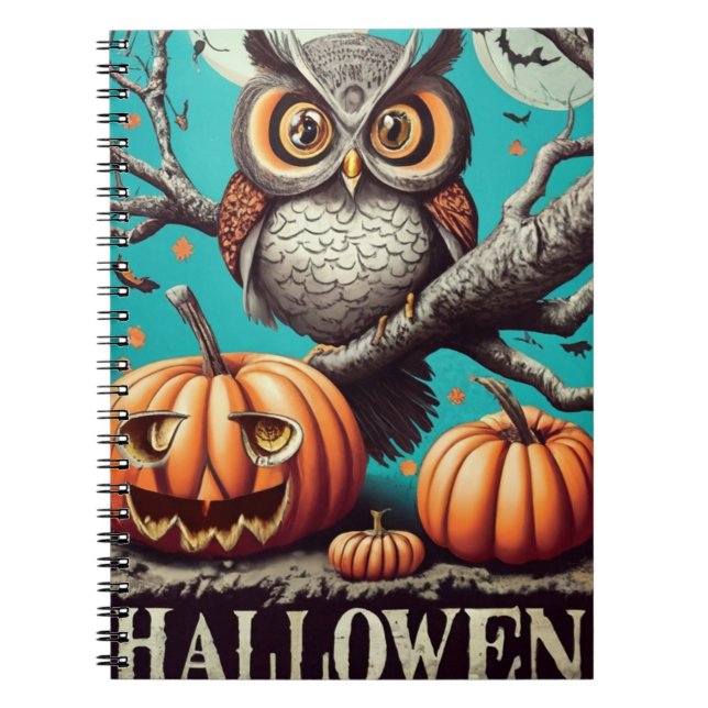 Cuaderno Búho y calabaza para Halloween (Frente)