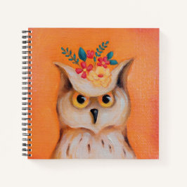 Cuaderno Búho y Flores Portátil de cubierta dura