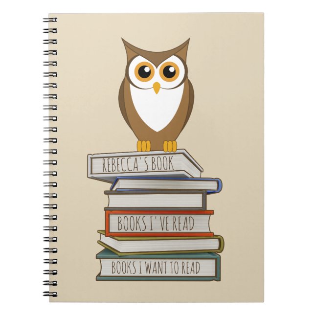 Cuaderno Búho y pila de libros (Frente)