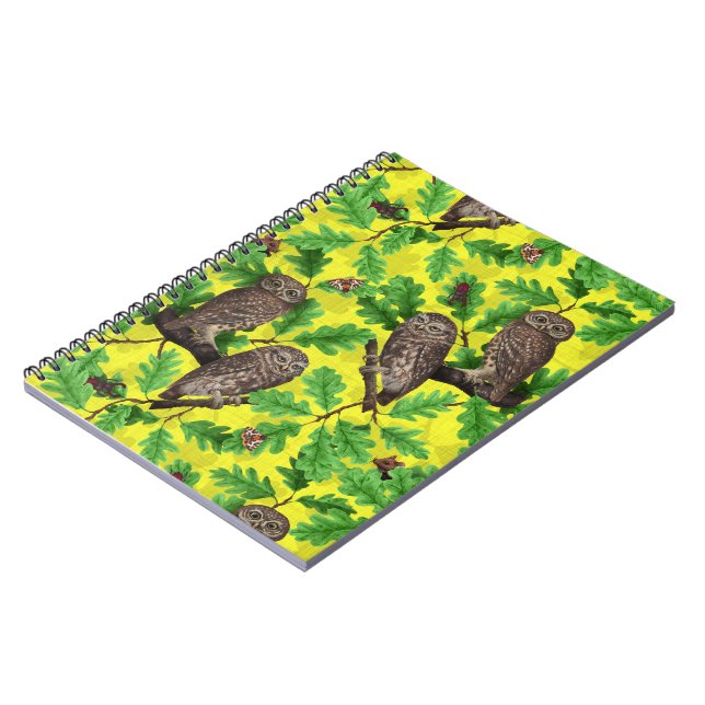 Cuaderno Búhos en el bosque sobre amarillo limón (Lado Izquierdo)