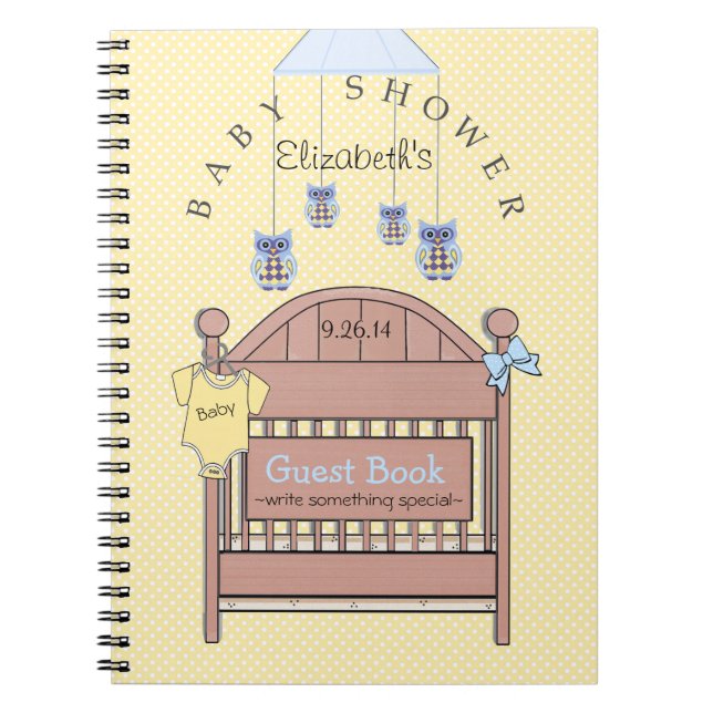 Cuaderno Búhos, libro amarillo y azul del pesebre de Baby (Frente)