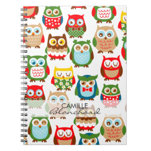 Cuaderno Búhos lindos de Litte personalizados