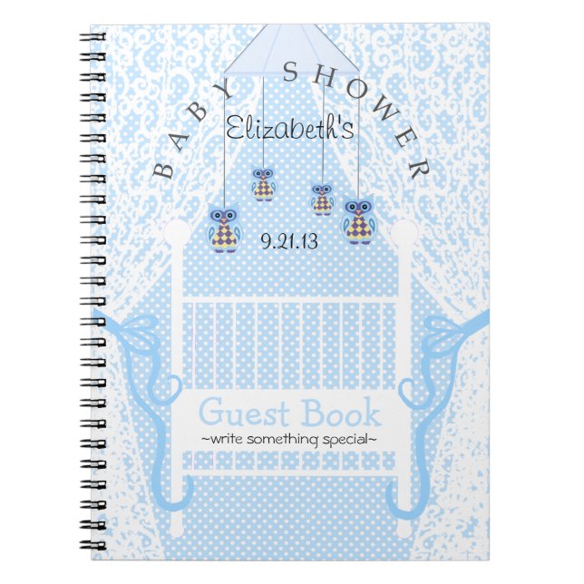 Cuaderno Búhos y libro de huésped lindos de Baby Shower del (Frente)