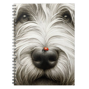 Cuaderno Buitre en la nariz del perro mocosa