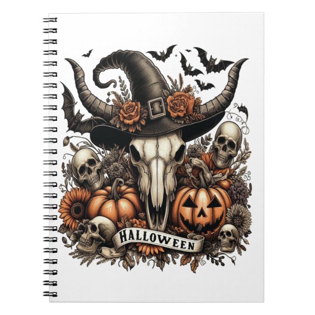 Cuaderno Bull Skull Halloween Cow (Frente)