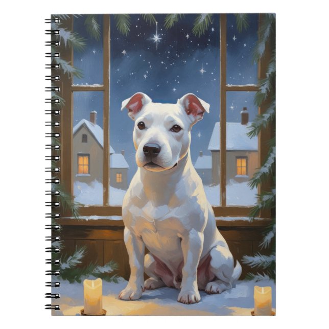 Cuaderno Bull Terrier con Luces de Navidad Fiesta (Frente)