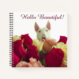 Cuaderno Bull terrier con saludo de rosas - Hola hermosa