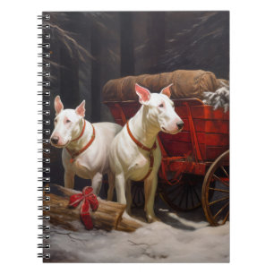 Cuaderno Bull Terrier Nevado Trineo Navidad Decoración 