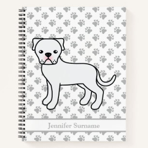 Cuaderno Bulldog Americano Blanco Perro De Dibujos Animados
