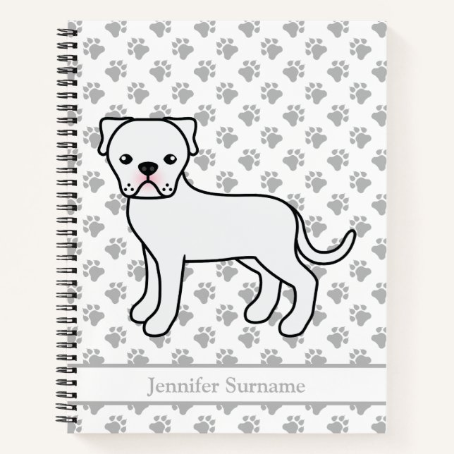 Cuaderno Bulldog Americano Blanco Perro De Dibujos Animados (Anverso)
