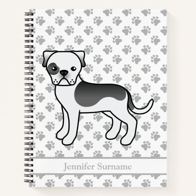 Cuaderno Bulldog Americano Piebald Negro Perro De Dibujos A (Anverso)