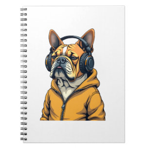 Cuaderno Bulldog Antiguo con Auriculares con Capucha Música