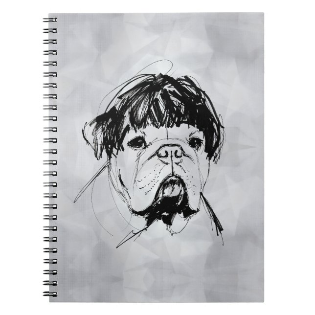 Cuaderno Bulldog con peluca (Estilo 2) Arte refinado (Frente)