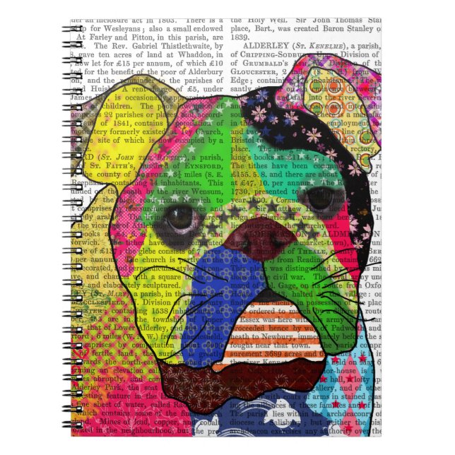 Cuaderno Bulldog de trabajo en mosaico (Frente)