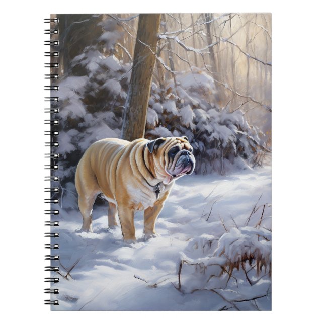 Cuaderno Bulldog Dejar Que Nieva Navidades Cepillado (Frente)