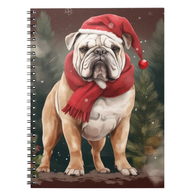 Cuaderno Bulldog en la Navidad de Nieve (Frente)