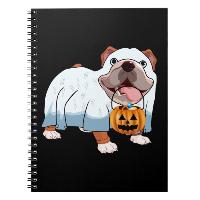 Cuaderno Bulldog fantasma Perro de Halloween (Frente)