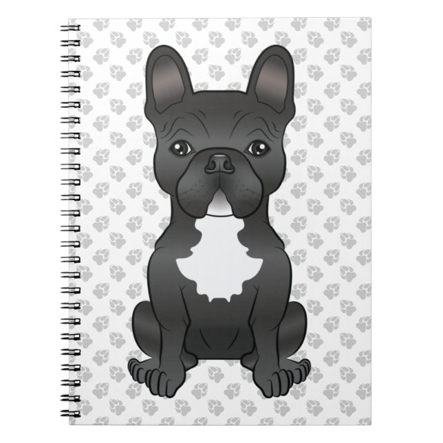 Cuaderno Bulldog francés blanco y negro adorable perro de c (Frente)