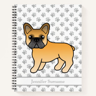 Cuaderno Bulldog Francés Cartoon Perro Ciervo & Texto Perso