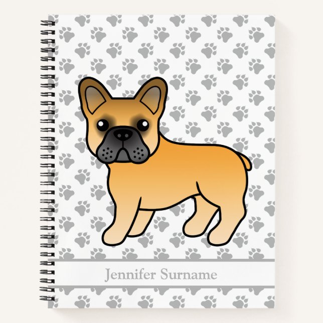 Cuaderno Bulldog Francés Cartoon Perro Ciervo & Texto Perso (Anverso)