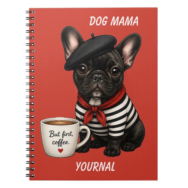 Cuaderno Bulldog Francés con café (Frente)