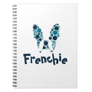 Cuaderno Bulldog francés con círculos coloridos