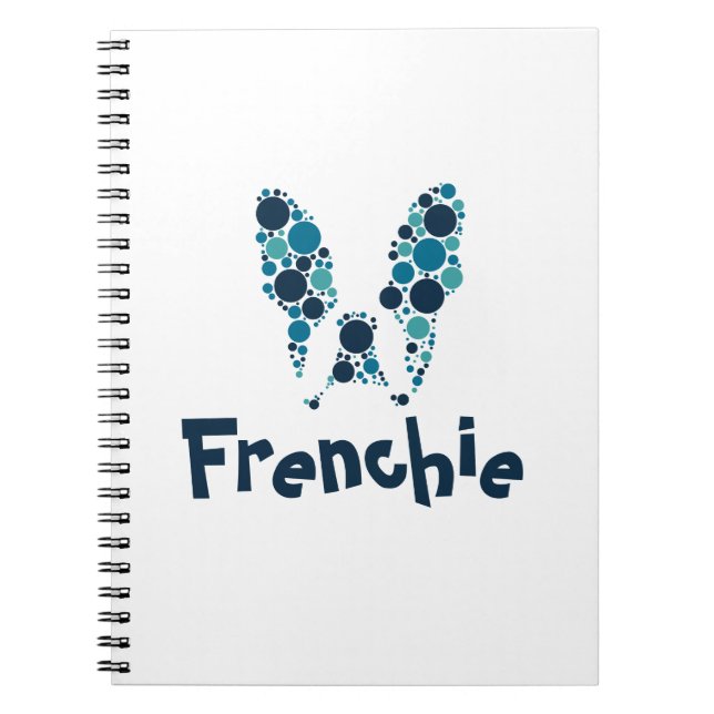 Cuaderno Bulldog francés con círculos coloridos (Frente)