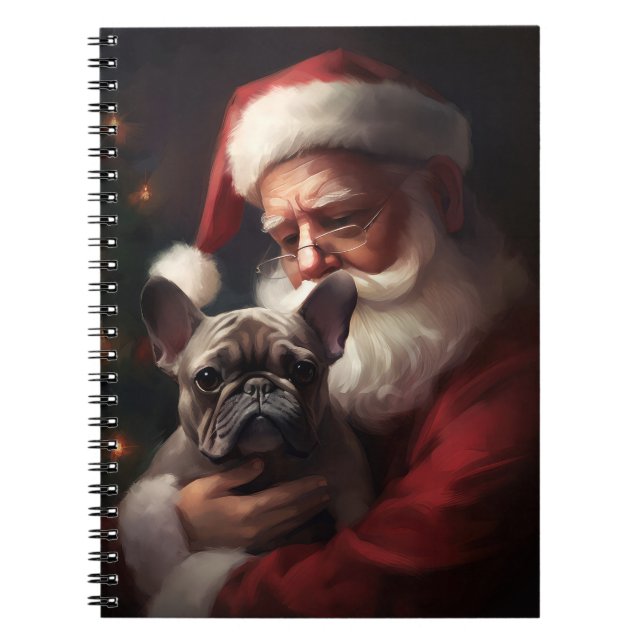 Cuaderno Bulldog francés con Navidades festivos de Santa Cl (Frente)