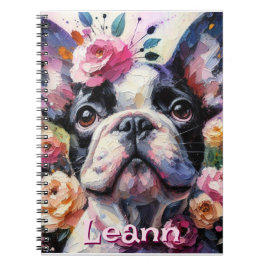 Cuaderno Bulldog francés con perro Rosa personalizado