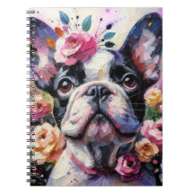 Bulldog francés con Rosas Pintura impresionista