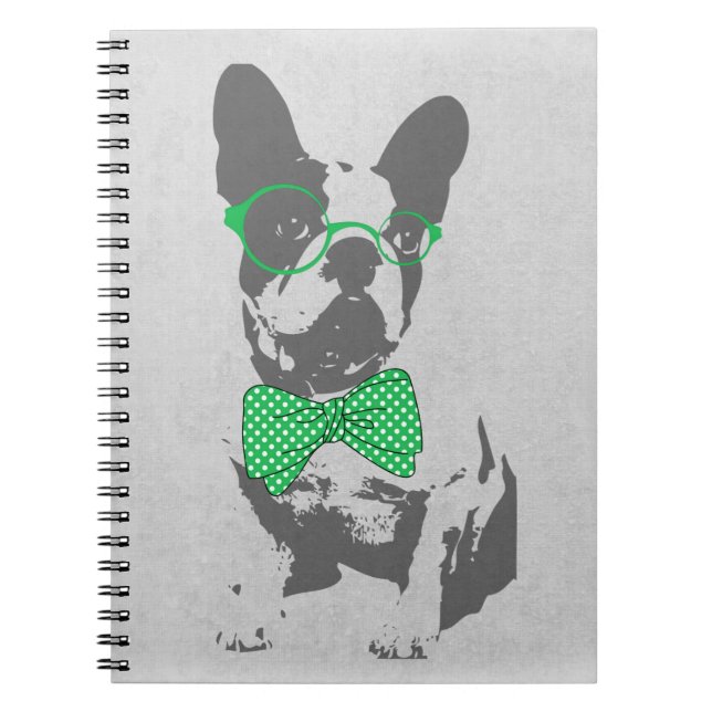 Cuaderno Bulldog francés de animal de moda y divertido (Frente)